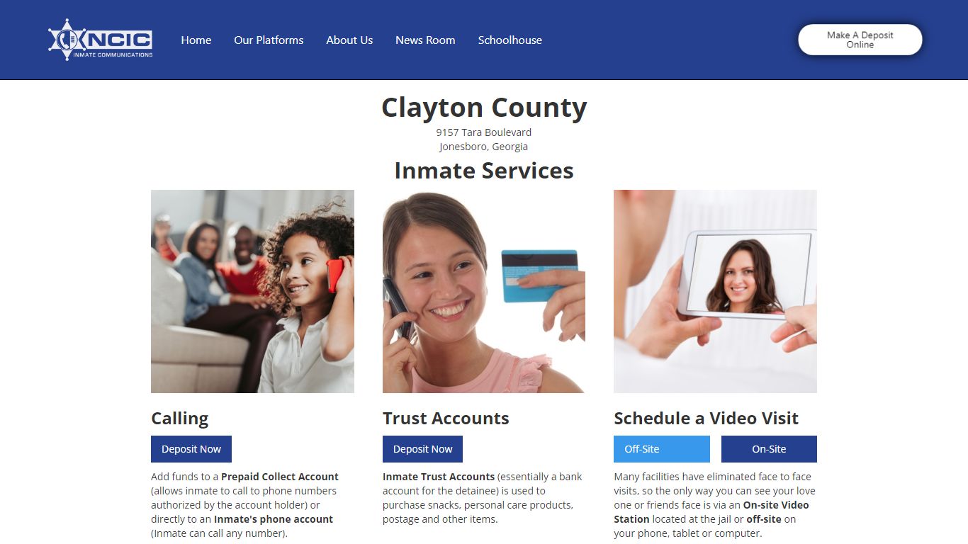 NCIC Portal | Clayton County Jail Commissary & Phone Deposits